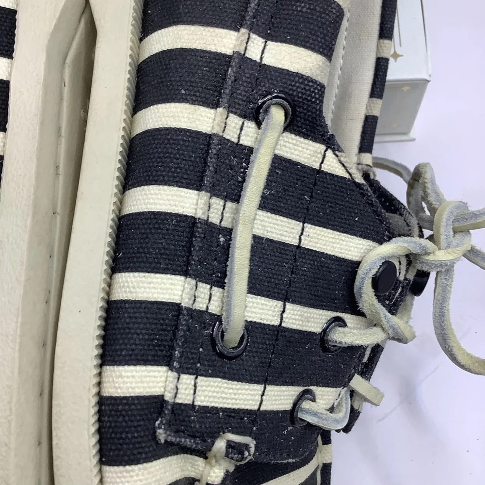 Men's Sperry Top-Sider Boat Shoes Size 10 Black White Striped